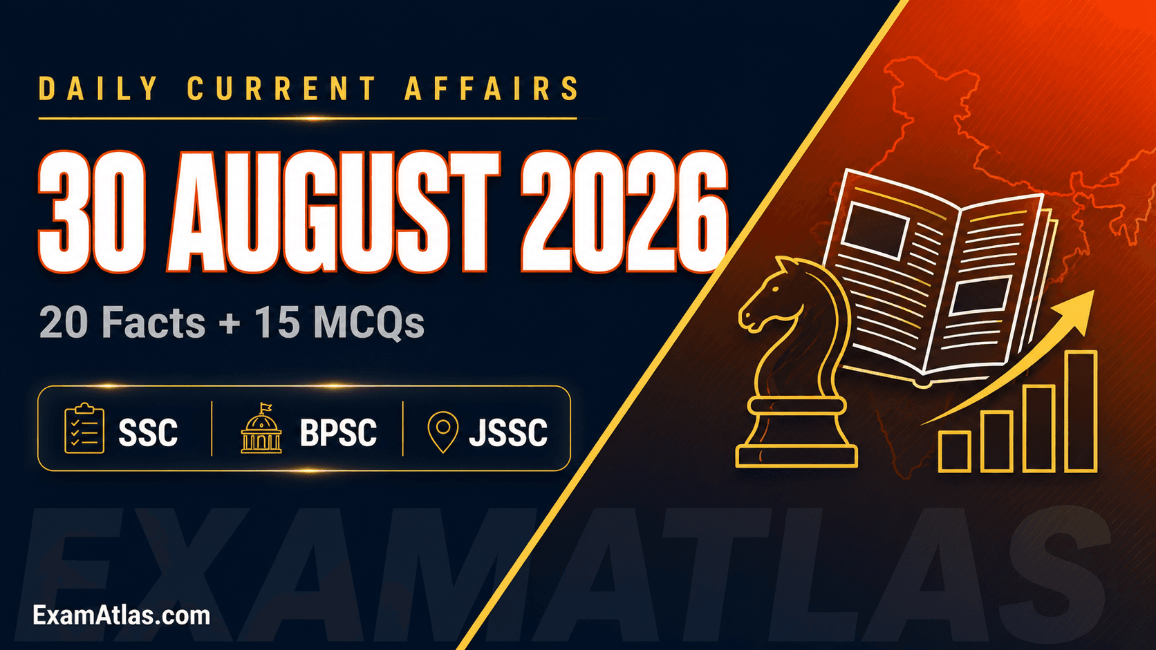 Daily Current Affairs 30 August 2026: 20 Exam Facts and 15 MCQs