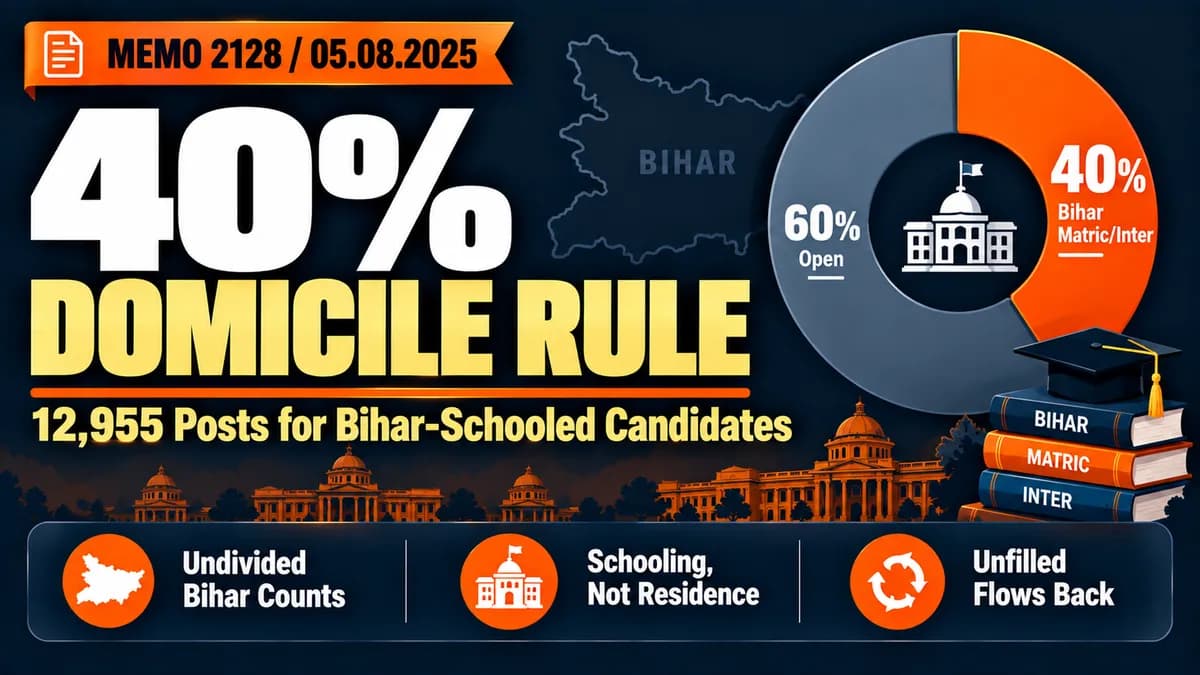 BPSC TRE 4.0 40% Domicile Rule: Posts for Bihar-Schooled Candidates