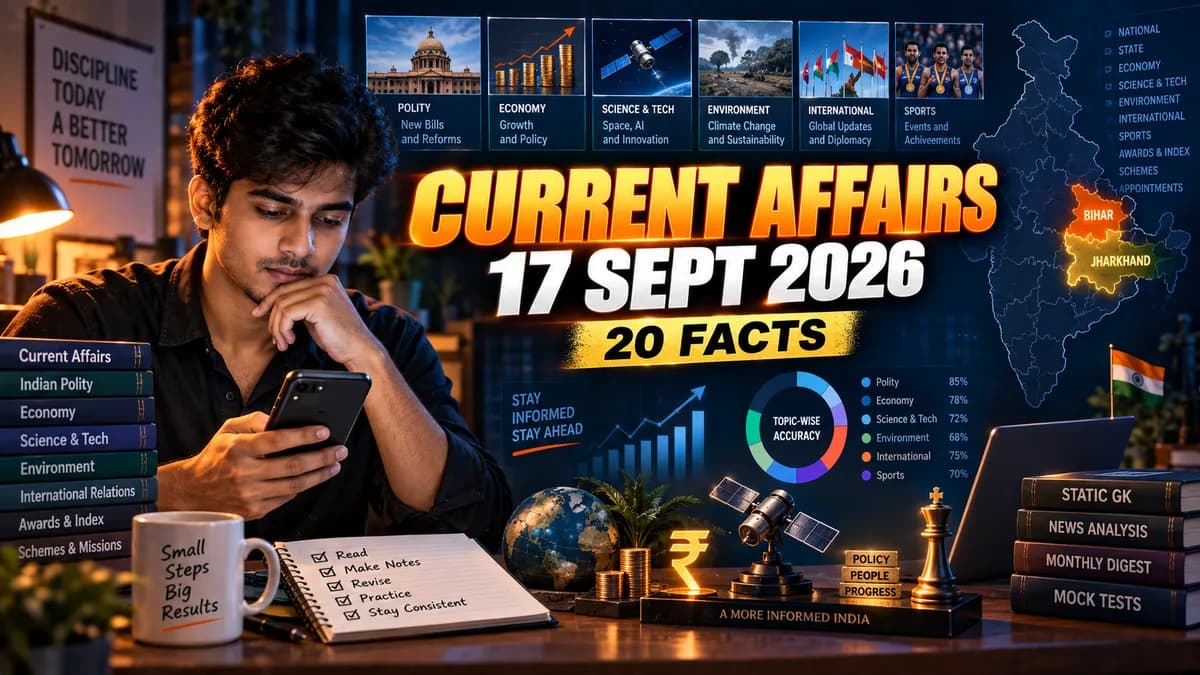 Current Affairs 17 September 2026: Top 20 Facts with Exam Tags for Every Government Exam