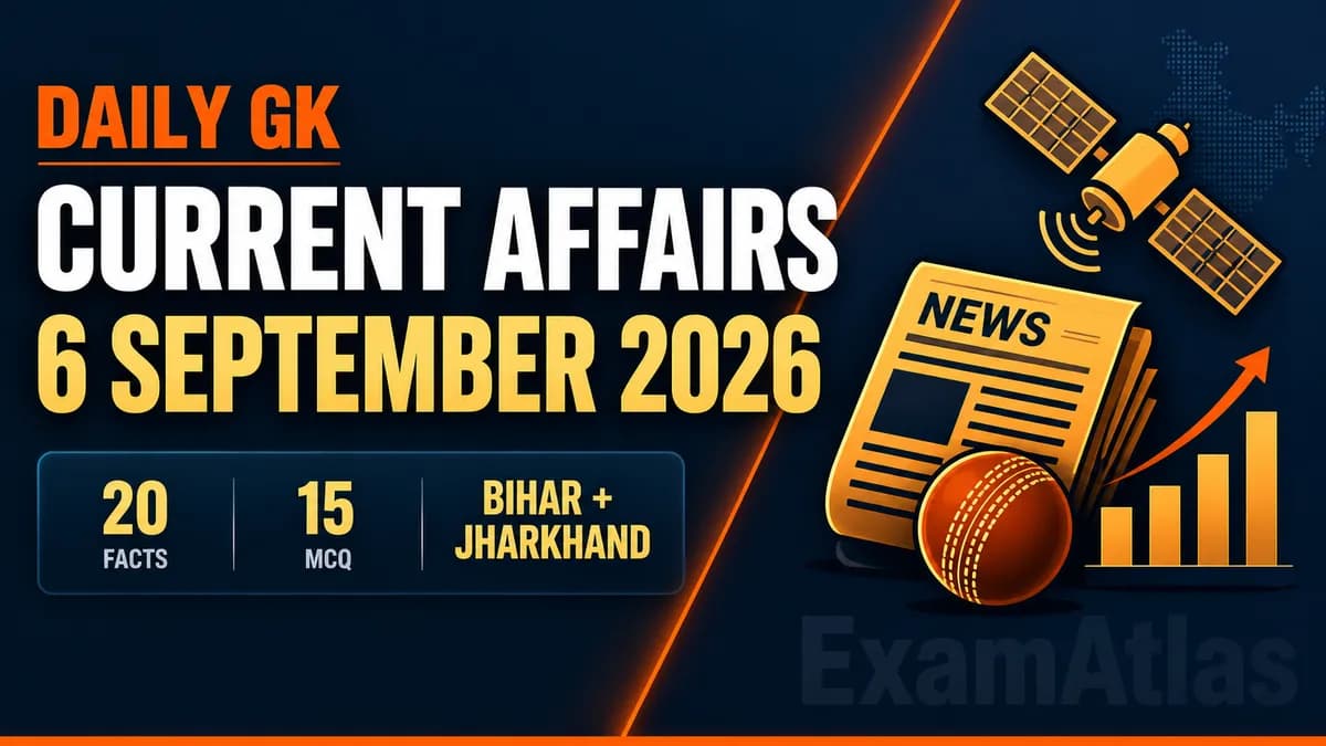 Current Affairs 6 September 2026: 20 Exam-Ready Facts and 15 MCQs