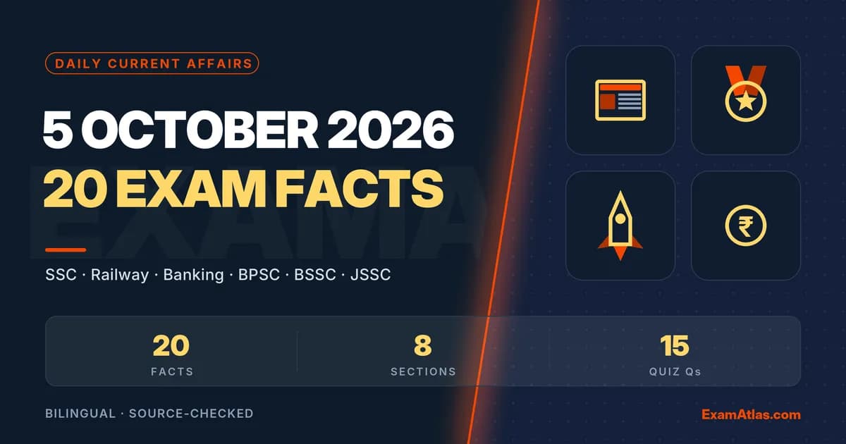 Daily Current Affairs 5 October 2026: 20 Exam-Ready Facts