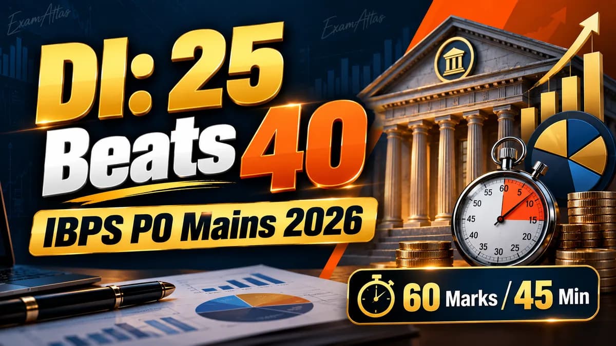 IBPS PO Mains 2026 Data Analysis and Interpretation section: 40 questions, 60 marks, 45 minutes
