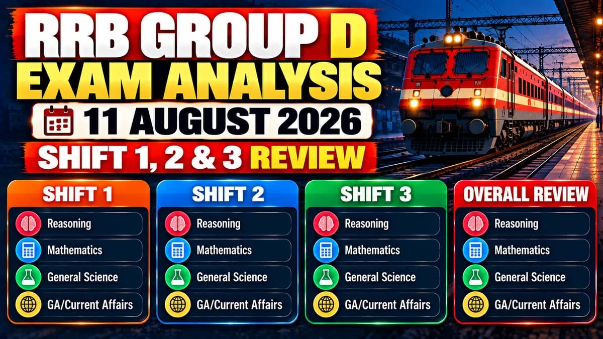 RRB Group D Exam Analysis 11 August 2026: Shift 1, 2 and 3 Review