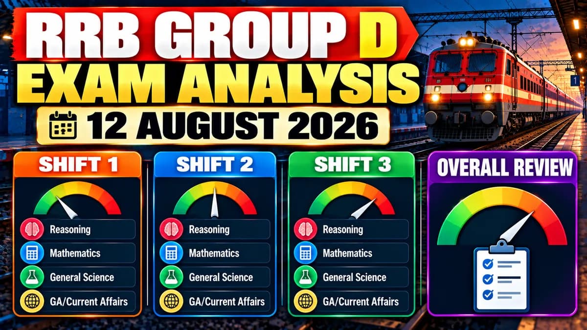 RRB Group D Exam Analysis 12 August 2026: Shift 1, 2 and 3 Review