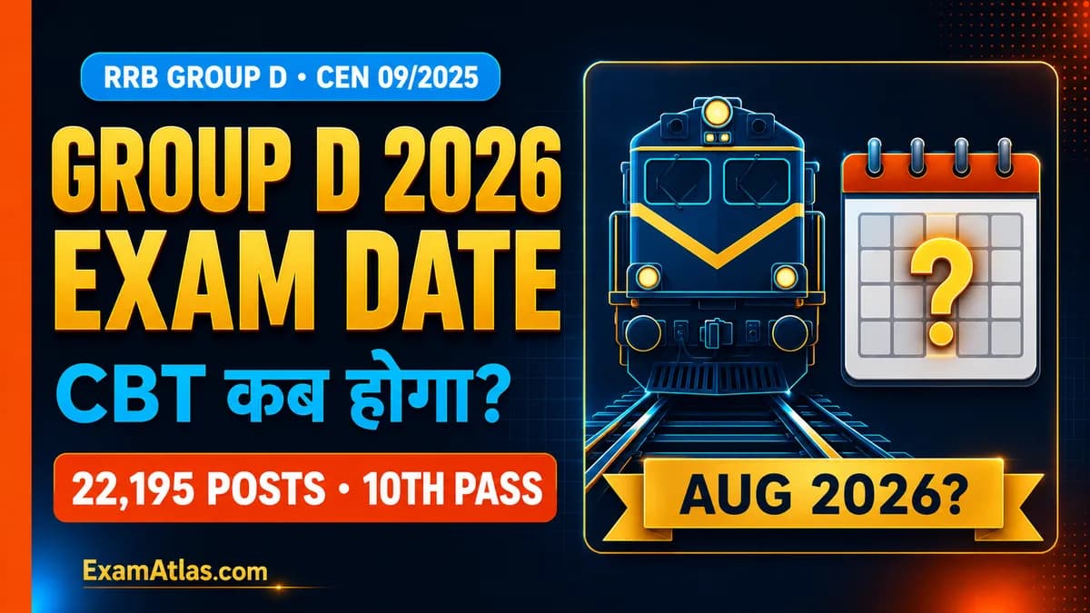 RRB Group D Exam Date 2026: City Slip, Admit Card & CBT Pattern